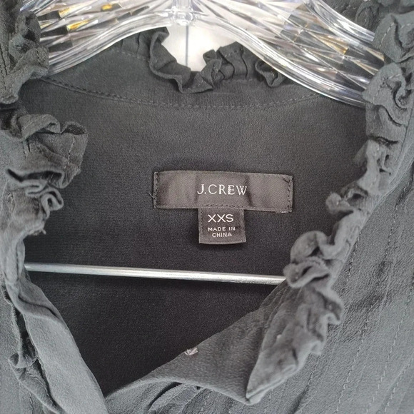 J.Crew 100% silk black long sleeve blouse - Picture 2 of 10